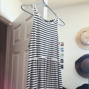 white & dark navy shirt